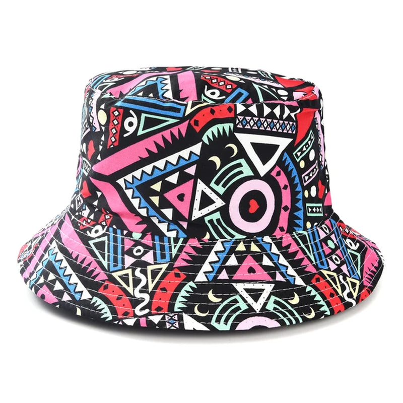 Spring Summer Cartoons Graffiti Bucket Hat for Women Men Outdoor Foldable Bob Fisherman Hat Girls Boys Panama Sun Beach Hat