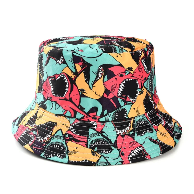 Spring Summer Cartoons Graffiti Bucket Hat for Women Men Outdoor Foldable Bob Fisherman Hat Girls Boys Panama Sun Beach Hat