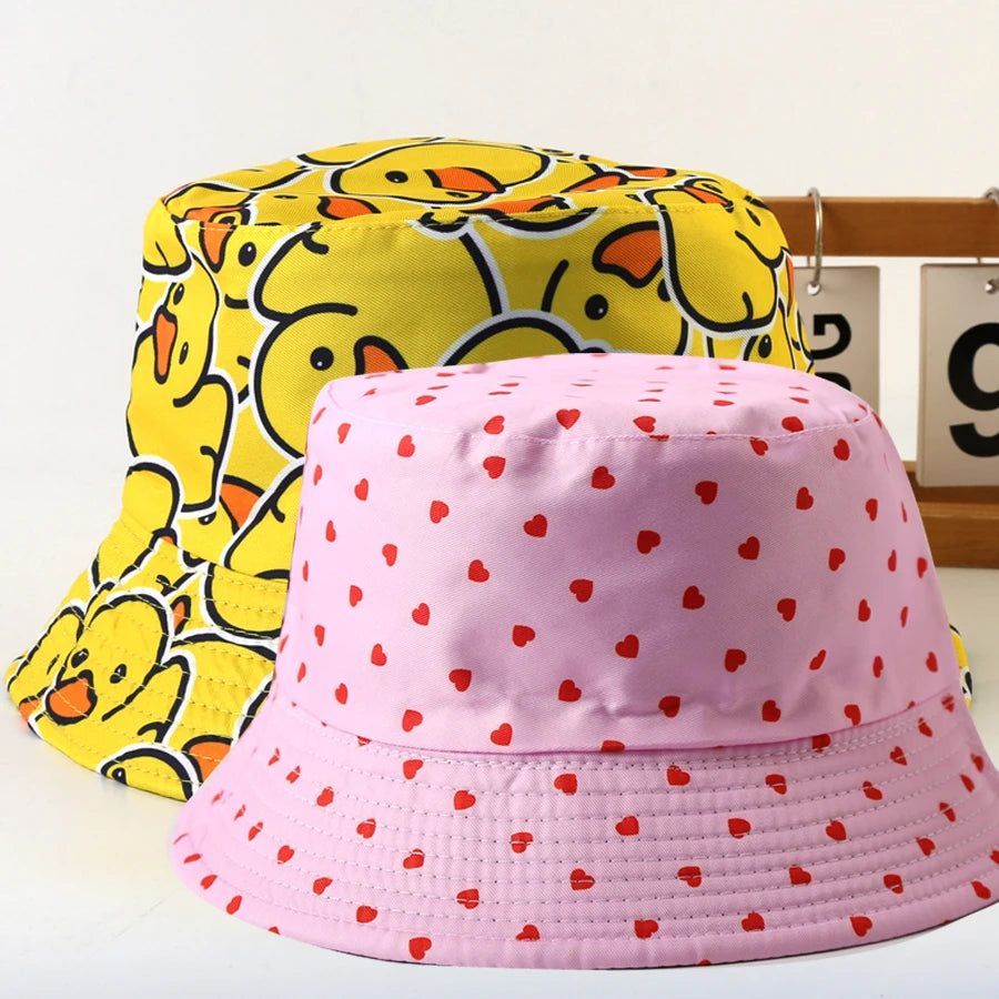 Spring Summer Cartoons Graffiti Bucket Hat for Women Men Outdoor Foldable Bob Fisherman Hat Girls Boys Panama Sun Beach Hat